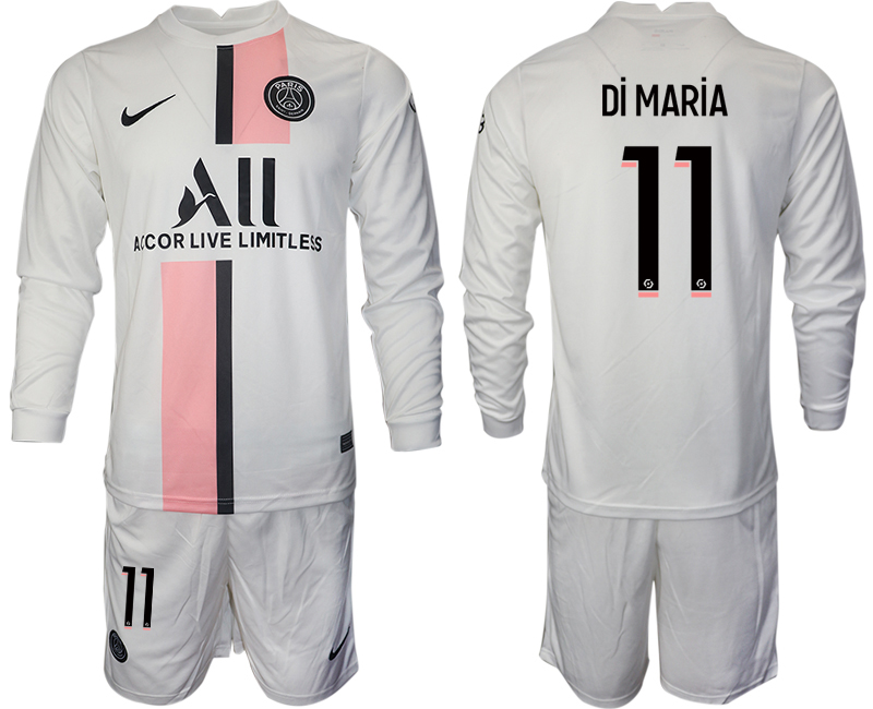Men 2021-2022 Club Paris St German away white Long Sleeve #11 Soccer Jersey->paris st german jersey->Soccer Club Jersey